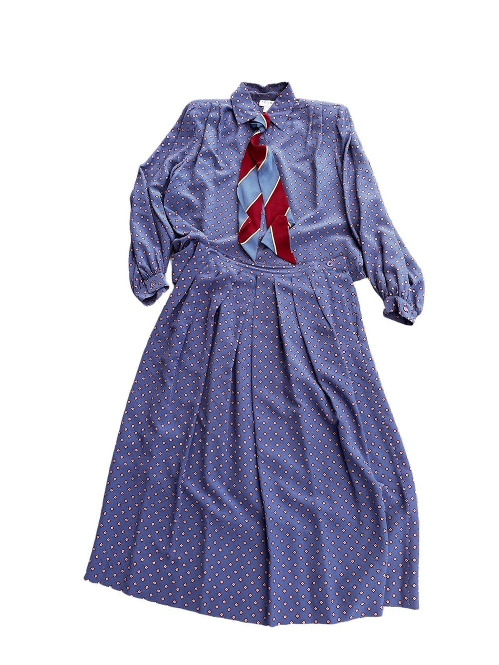 Vintage 80s silk Jos A. Bank skirt and top set